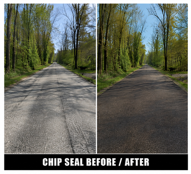 Chip seal before and after