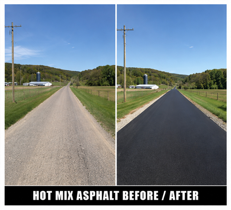 Hot mix asphalt before and after
